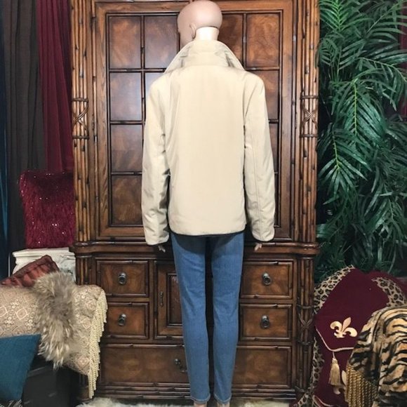 Anne Klein Genuine Raccoon Fur Detachable Collar Vegan Leather Trim Zip Jacket - Picture 8 of 16